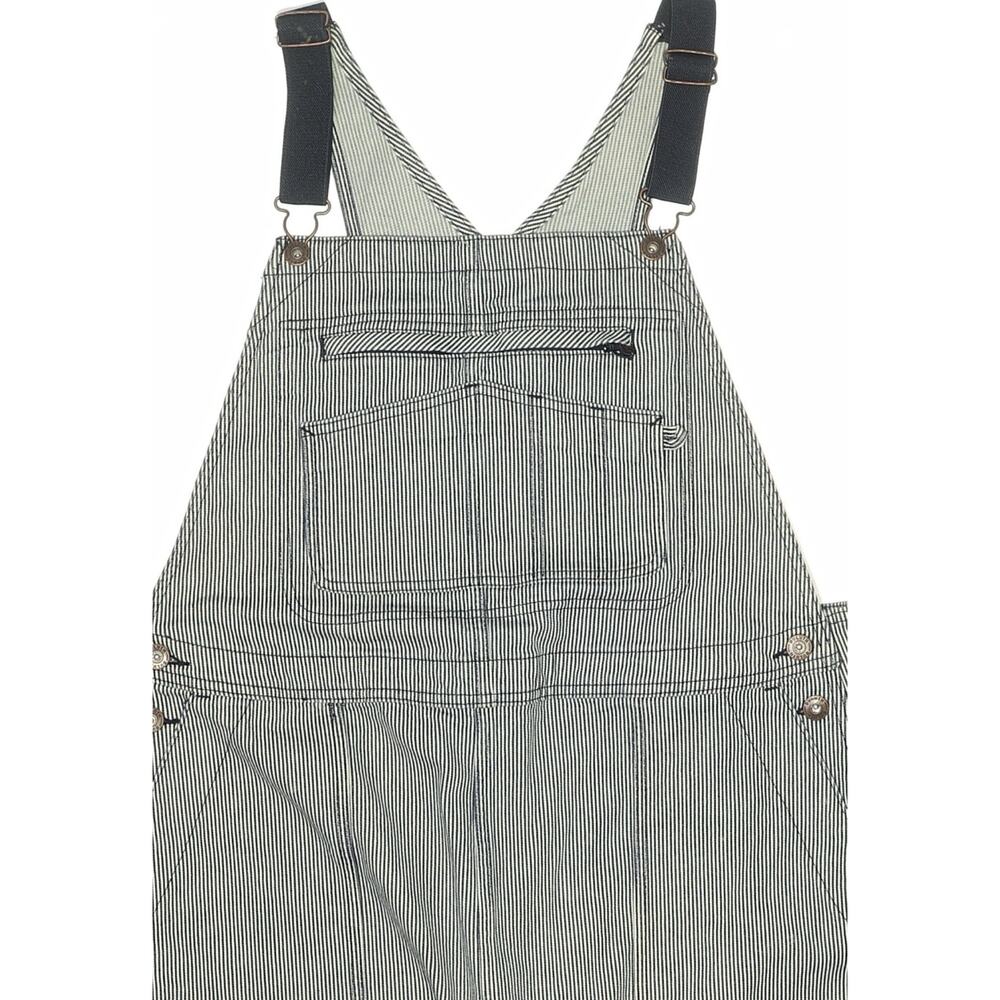 Duluth Trading Heirloom Railroad Striped Bib Shorts Overalls Sz L discontinued - Picture 4 of 7